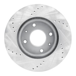 Mitsubishi Lancer Brake Rotor (1) - Front Right - R1 Concepts - Drilled & Slotted - Silver - 2004